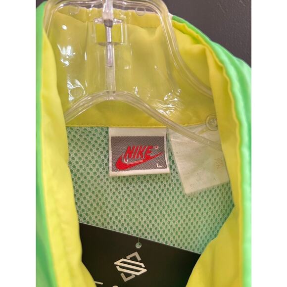 90s Nike Neon Green Yellow Vintage Windbreaker Track Jacket Volt Highlighter - Picture 3 of 5